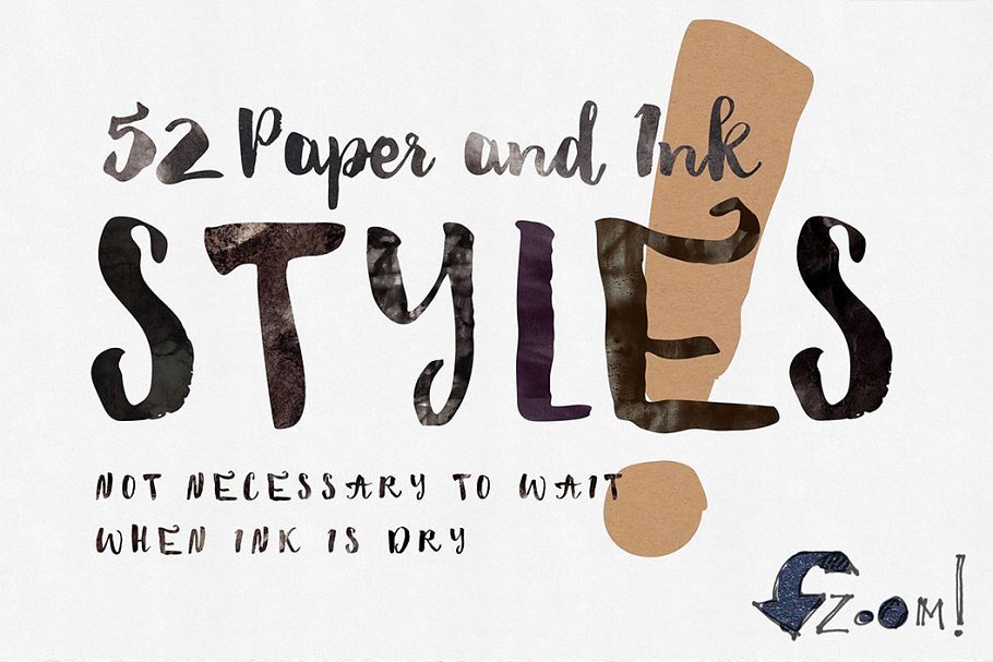 52款纸张&墨水PS样式图层 52 Paper&Ink Photoshop Styles插图