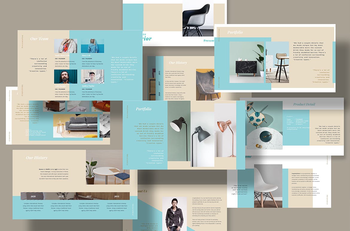 优雅设计风格家具品牌营销方案Keynote幻灯片模板 Furniture Elegant Keynote Template插图(1)