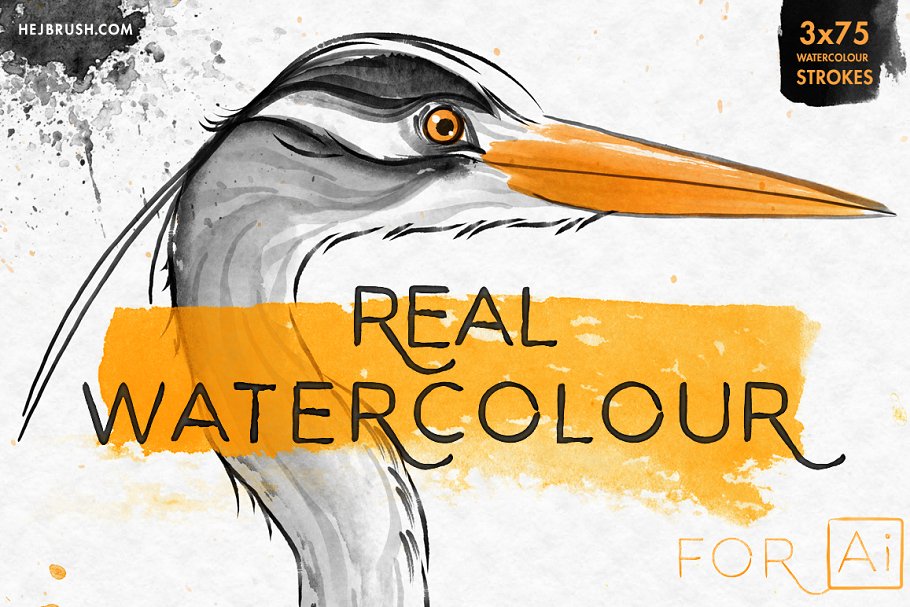 真实水彩画笔笔画AI笔刷 REAL WATERCOLOR FOR Ai插图