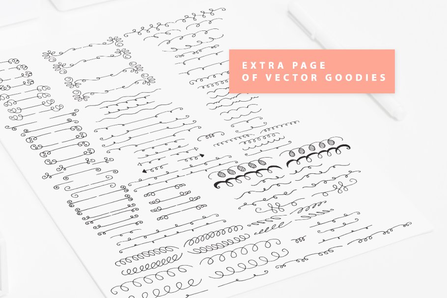 卷曲漩涡+歪扭或波形短线AI笔刷 Curls Swirls + Squiggles Brushes插图(6)