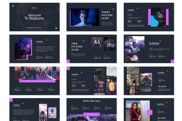 多配色方案企业业务宣传PPT模板素材 Neptune – Powerpoint Template插图(1)