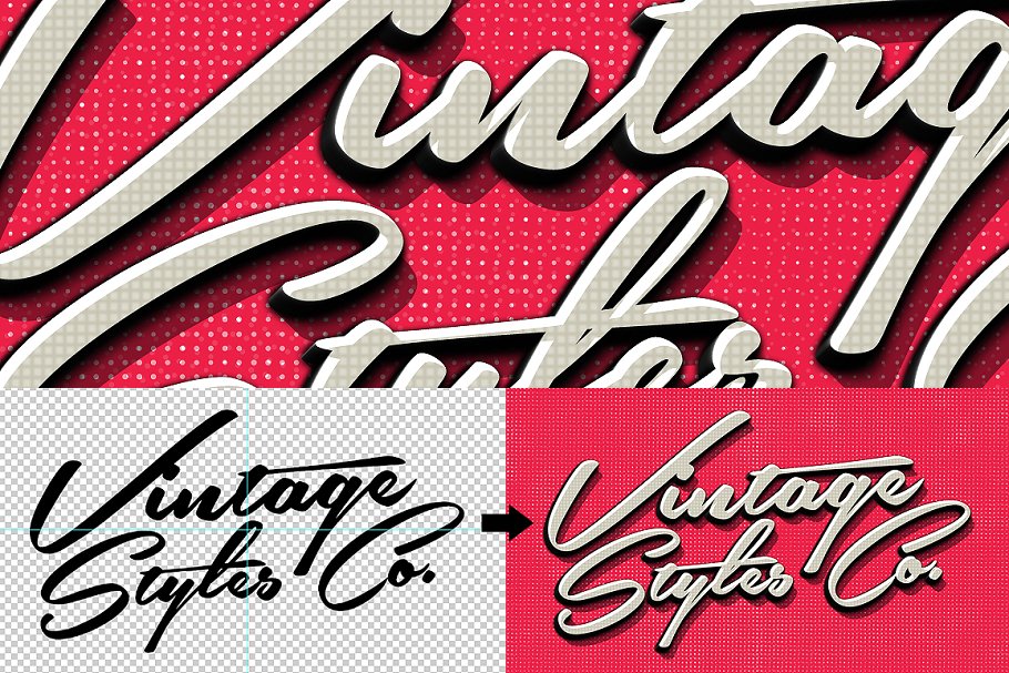 复古风格质感字体文本图层样式合集v3 Vintage Text Effects Vol.3插图(4)