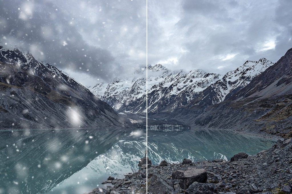 浪漫的雪景飘舞雪花效果PS动作 Snow Photoshop Action插图(5)