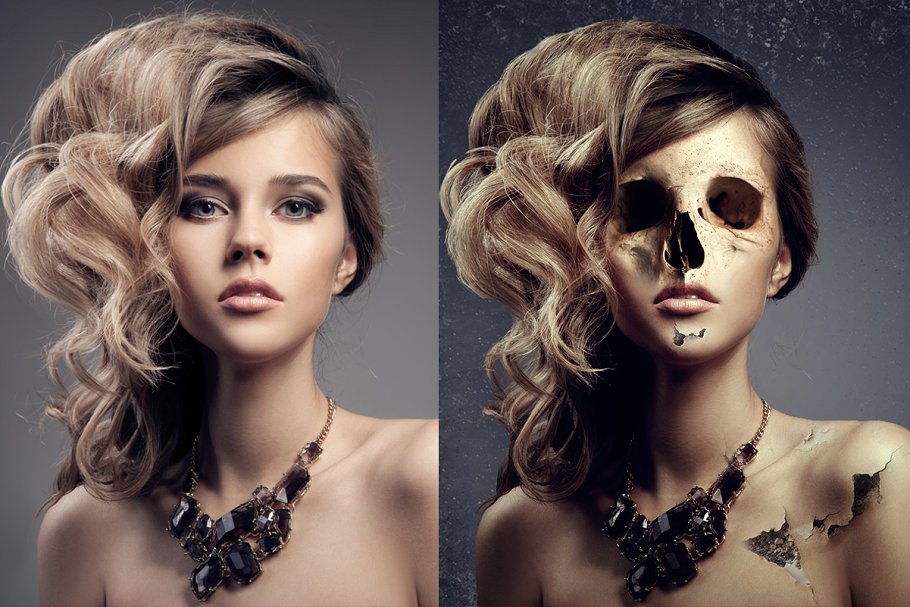 人像转恐怖骷髅头特效PS动作 Skull Face Ps Action插图(12)