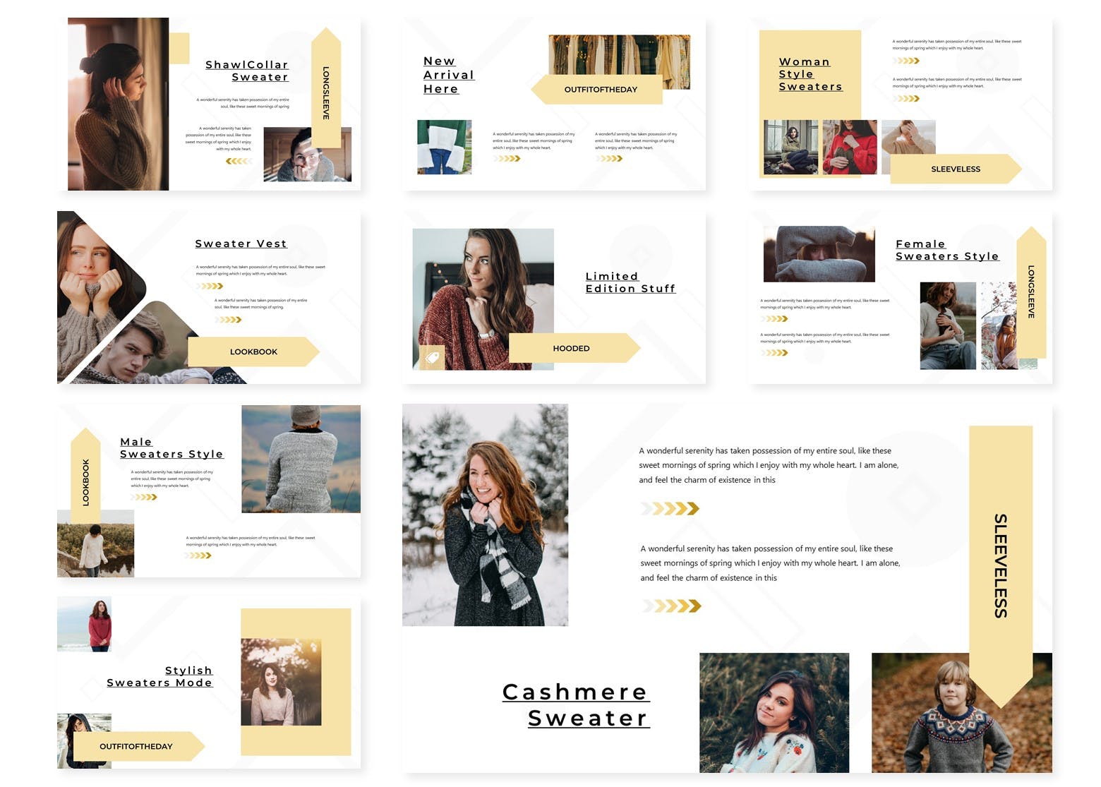 时尚服饰主题谷歌幻灯片设计模板 Sweaters | Google Slides Template插图(1)