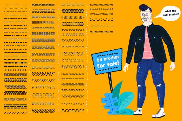 绘画虚线线条AI笔刷 Flow Brushes for Adobe Illustrator插图(3)