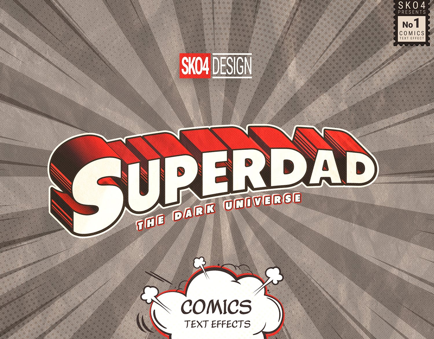 3D复古动漫卡通封面字体设计样式PSD图层样式 Comics Text Effects插图(1)