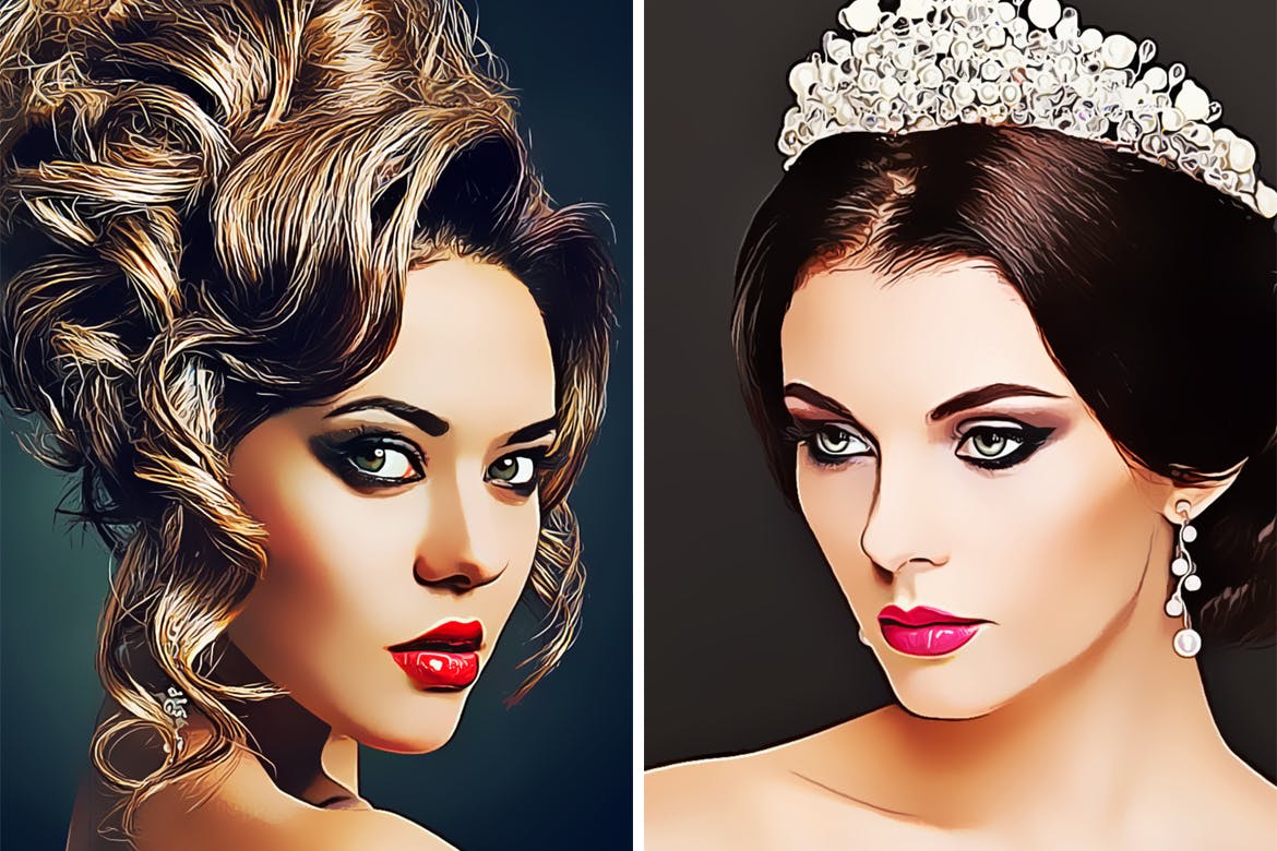 一款数字油画效果PS动作预设 Cartoonize Photoshop Action插图(3)