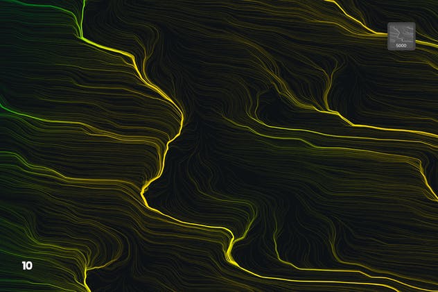 10款高分辨率抽象数流体线条PS笔刷 Digital Perlin Flow Fields Photoshop Brushes插图(10)