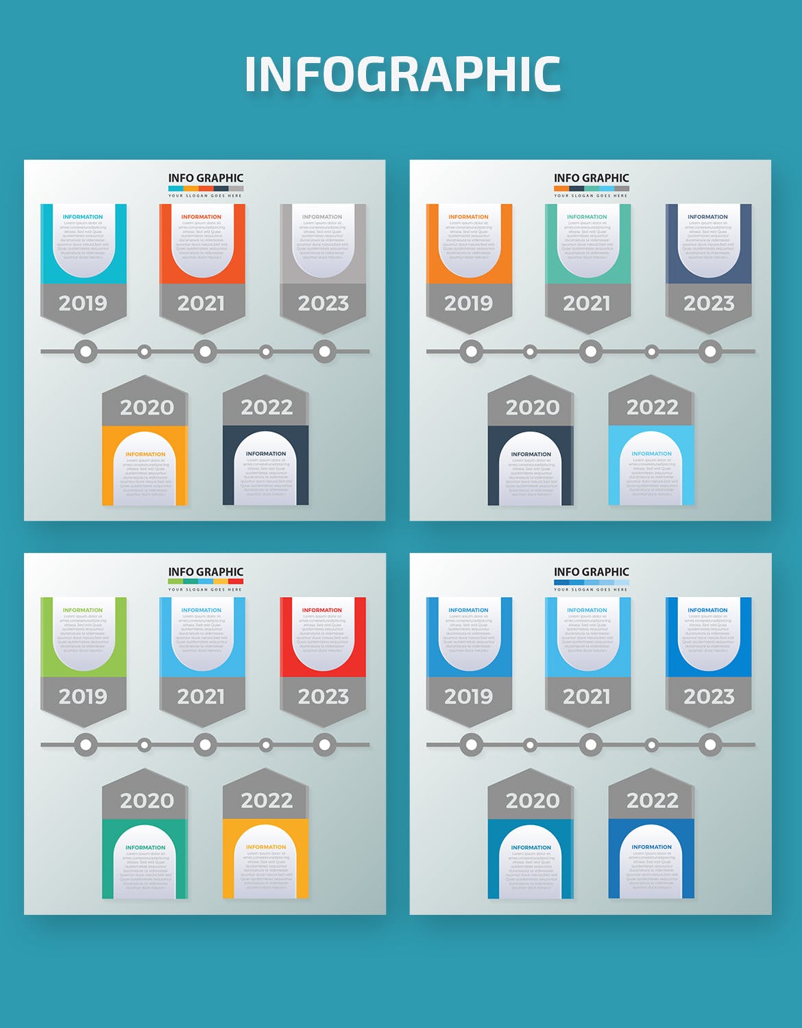 时间轴元素信息图表设计素材 Timeline Infographic Elements插图(1)