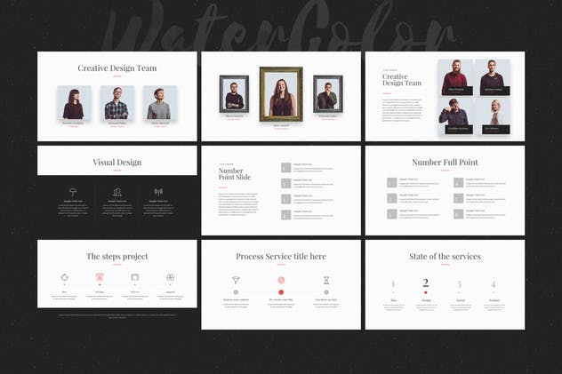 水彩元素企业介绍PPT模板 WaterColor – Powerpoint Template插图(6)