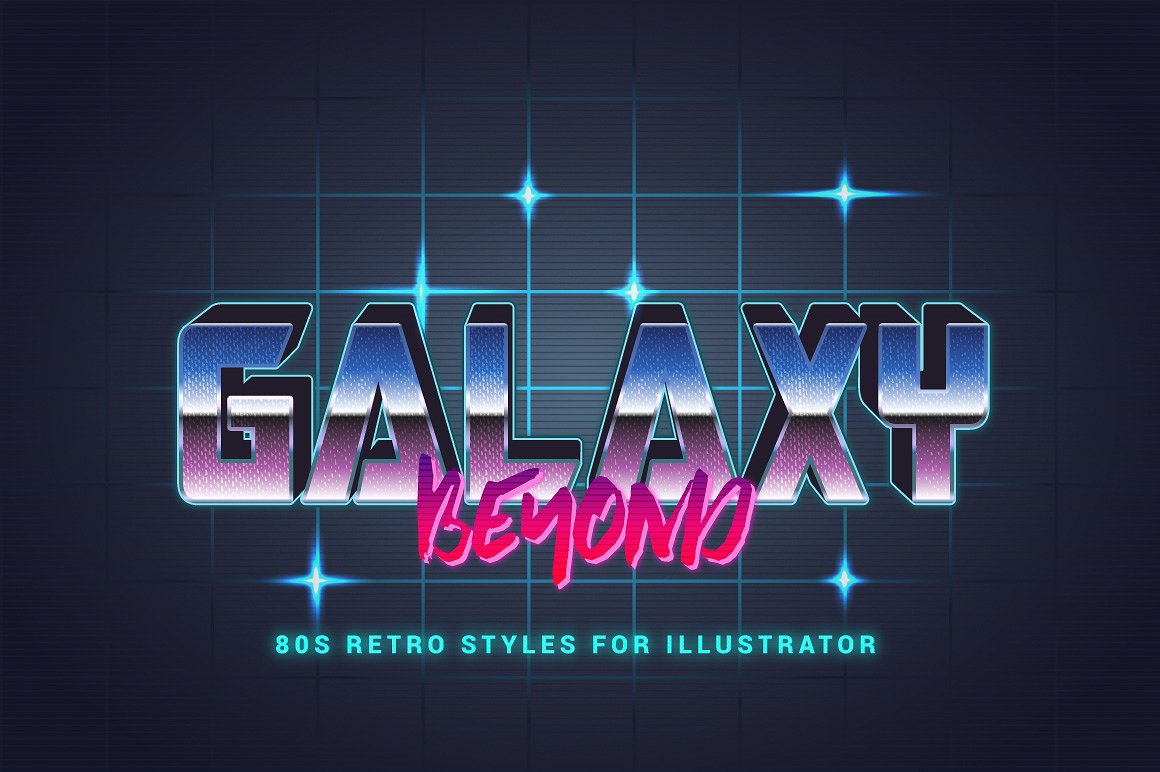 80年代复古文本图层样式 80s Retro Illustrator Styles插图(6)