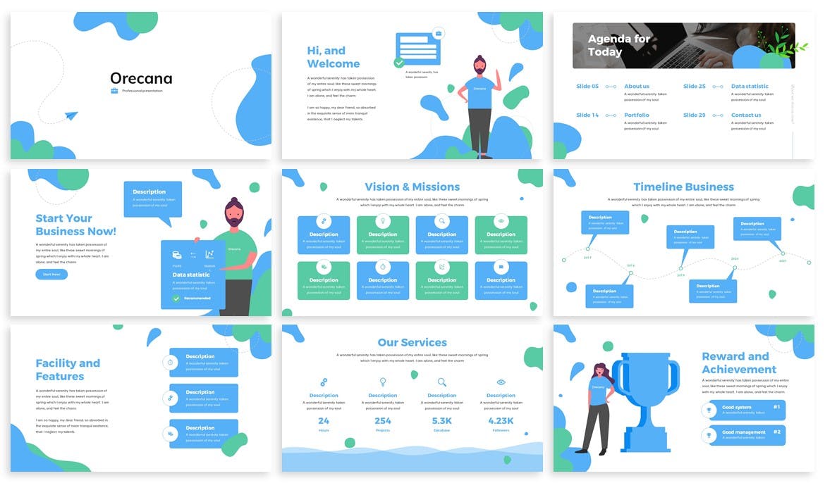 创业项目路演/融资计划书素材库精选Keynote模板 Orecana – Startup Keynote Template插图(1)