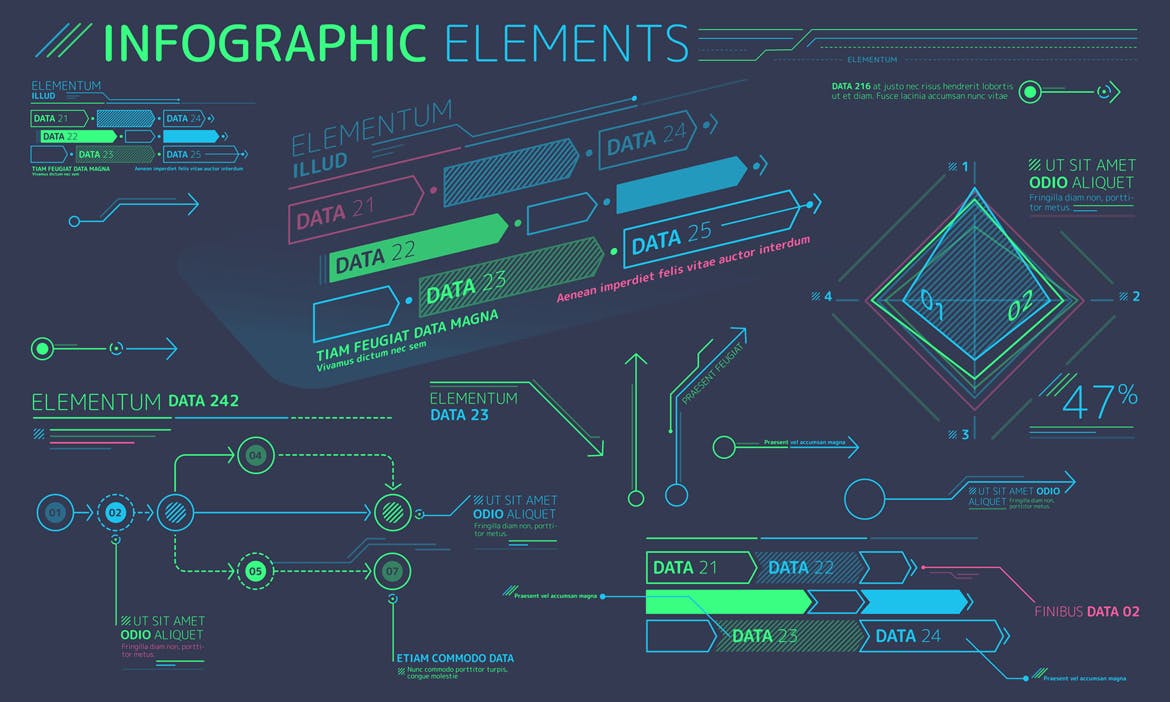 扁平化设计风格信息图表数据演示设计素材 Flat Infographic Elements插图(6)