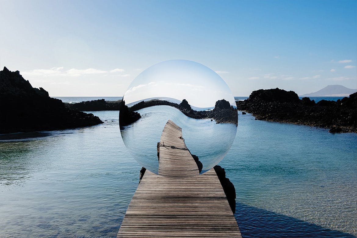 圆形扭曲效果照片特效PSD模板 Photo Sphere Mockup插图(2)