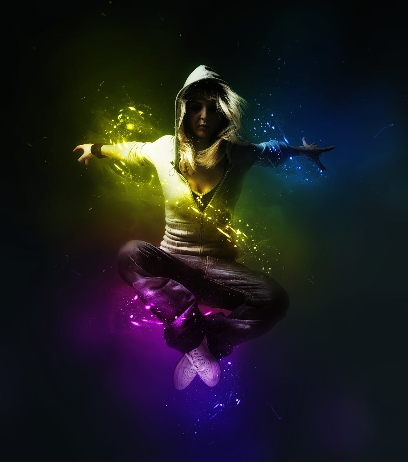 奇幻闪光效果肖像摄影后期处理PS动作 Magic Night CS3+ Photoshop Action插图(2)