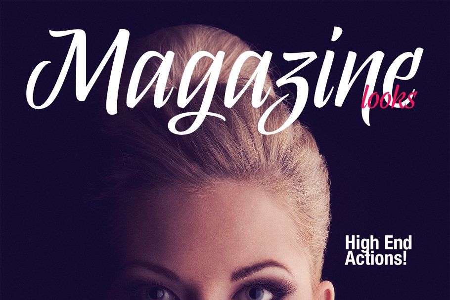 时尚杂志封面人物人像美化装饰PS动作 Magazine Looks Action Bundle插图(4)