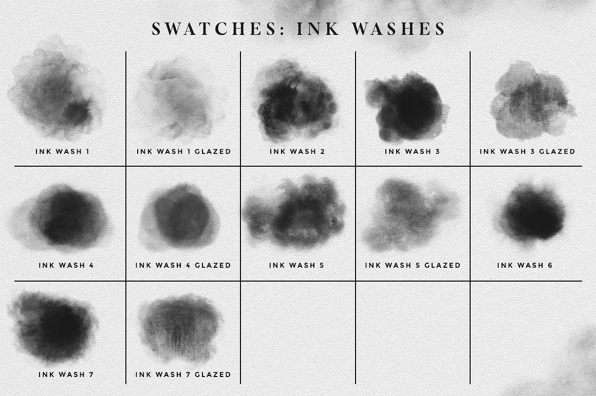 墨水水渍晕染笔刷 Ink Brushes – Photoshop version插图(5)