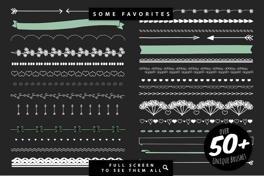 爱心爱情装饰AI笔刷 Hot Love Illustrator Brushes插图(2)