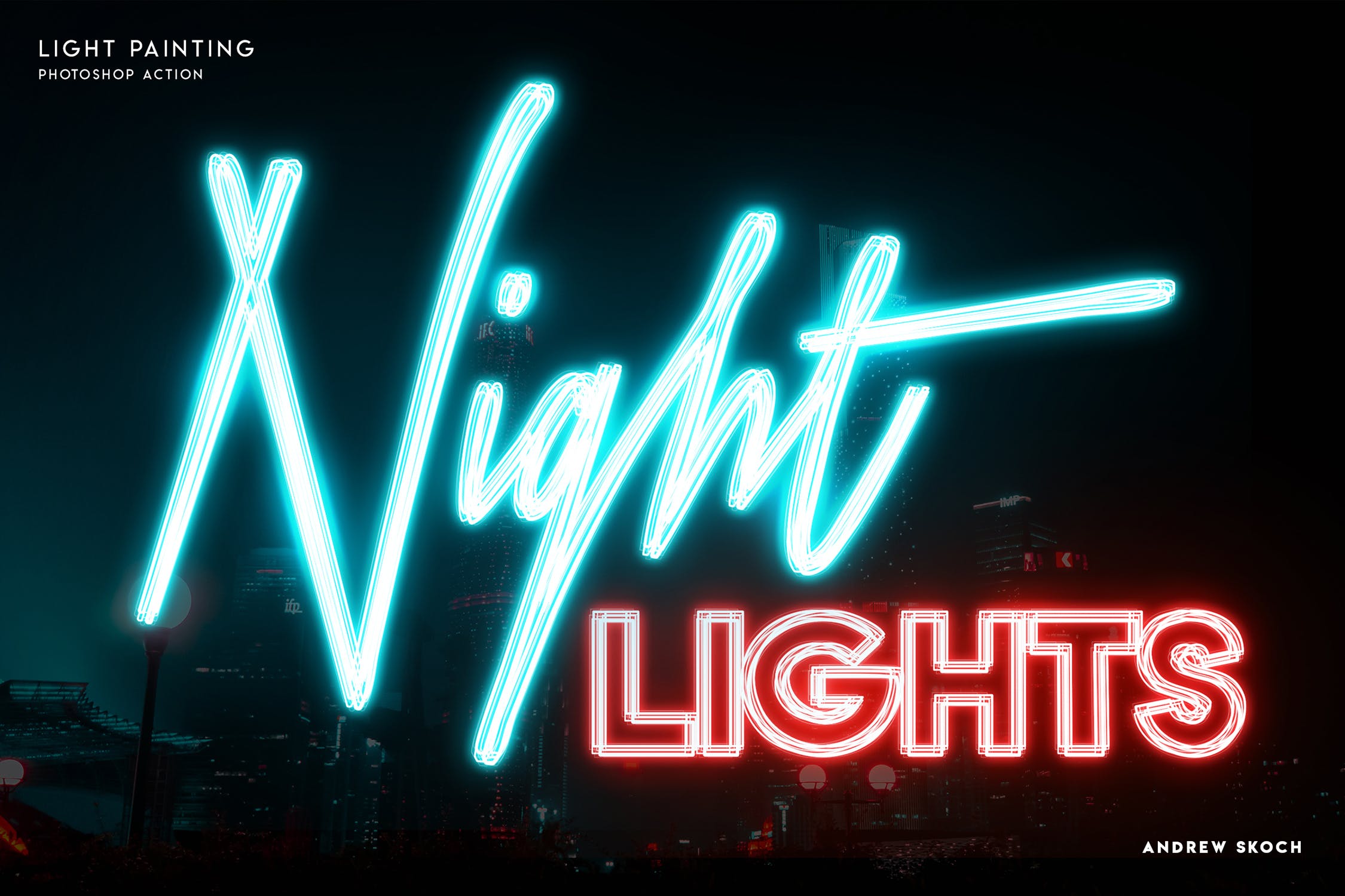 霓虹灯发光字体特效PS动作 Light Painting – Photoshop Action插图(3)