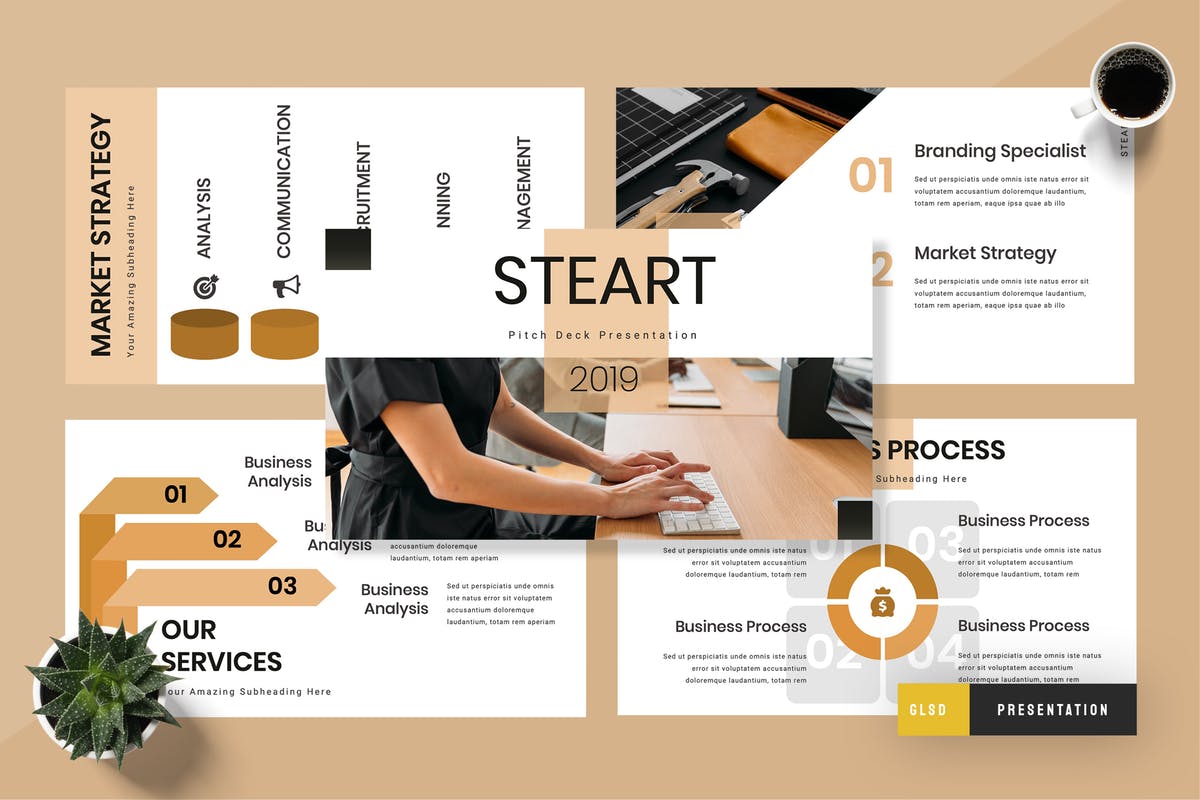 时尚多用途Google幻灯片演示模板 Steart – Pitch Deck Google Slides Presentation插图