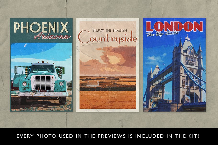 复刻1900’s年代明信片风格图层样式 PosterPress for Photoshop插图(3)