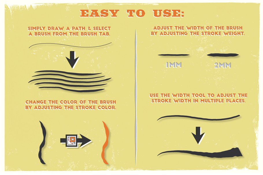 亚麻油毡浮雕AI笔刷 Linocut Brushes插图(1)