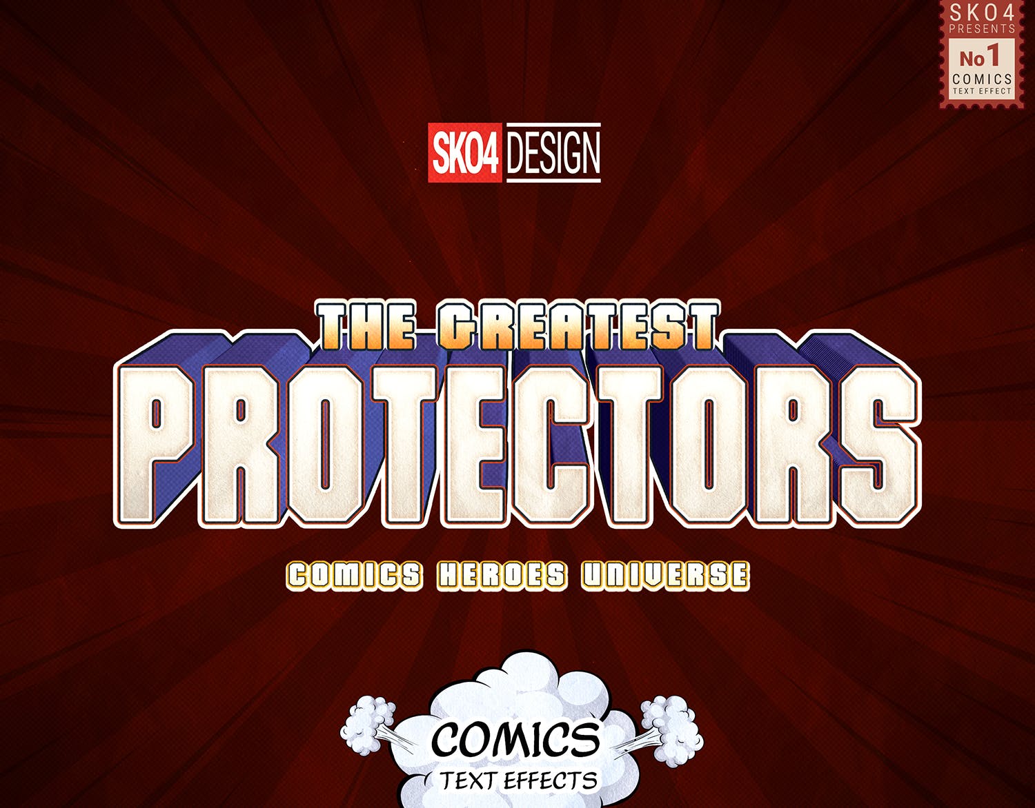 3D复古动漫卡通封面字体设计样式PSD图层样式 Comics Text Effects插图(5)