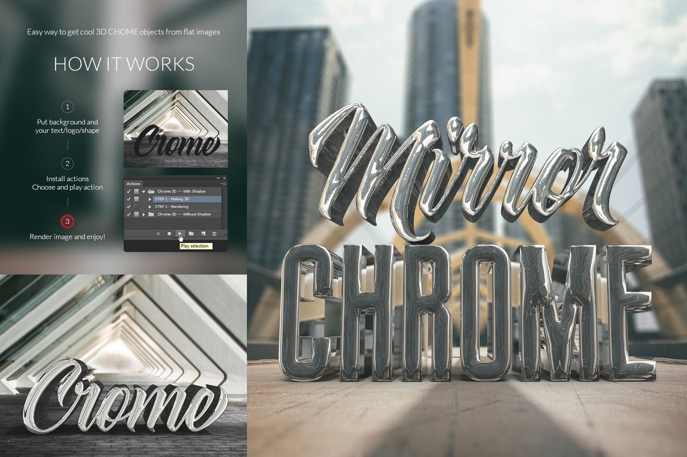 3D金属铬字体特效生成素材库精选PS动作 3D Chrome Generator插图(2)