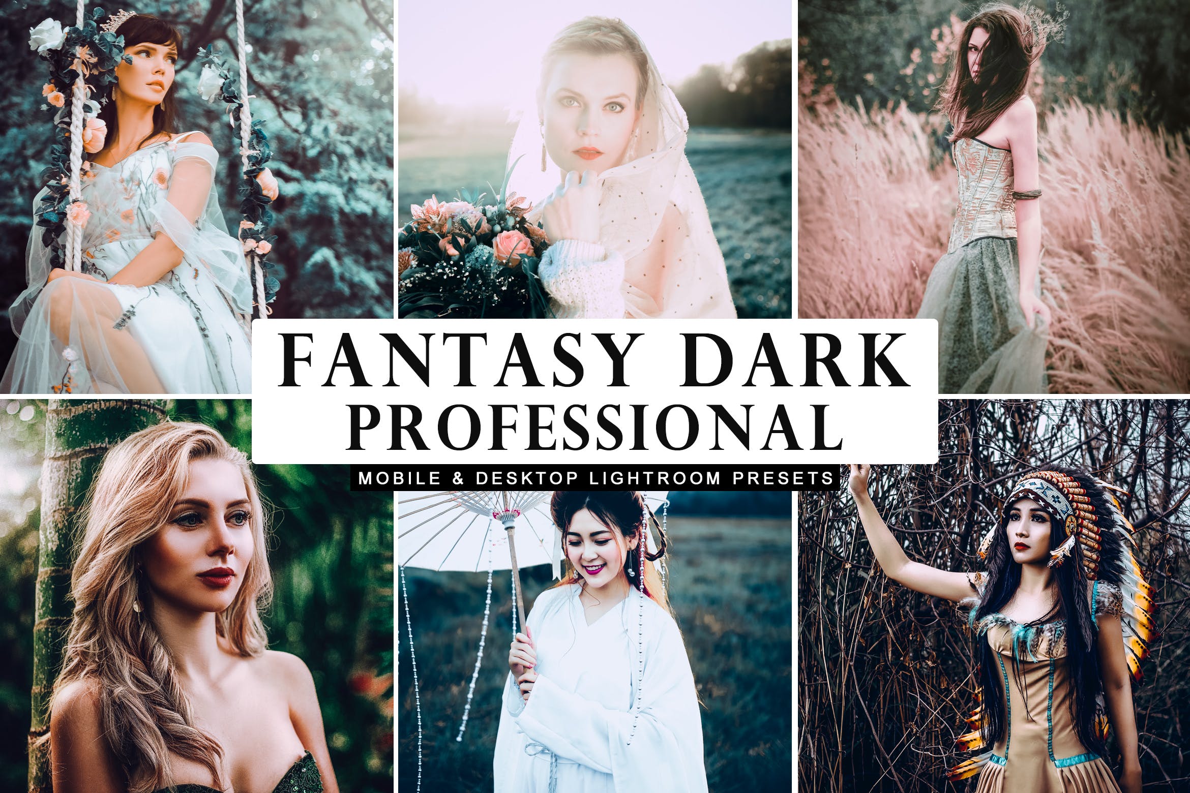 鲜明强对比度梦幻照片风格LR调色预设 Fantasy Dark Professional Lightroom Presets插图