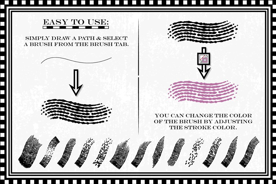 旧式复古古董印刷效果AI笔刷 Antique Print Effect Brushes插图(1)