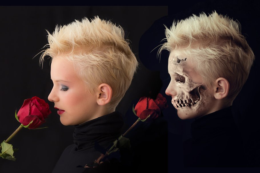 人像转恐怖骷髅头特效PS动作 Skull Face Ps Action插图(4)