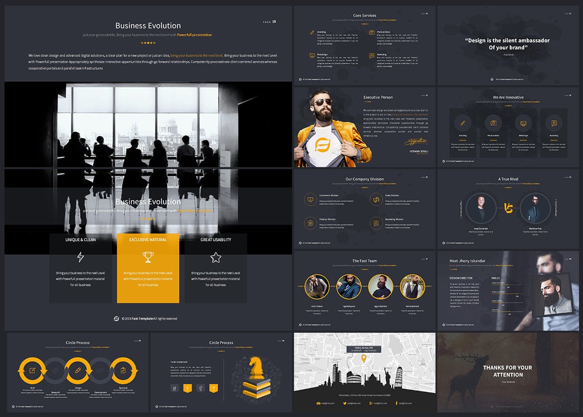 5颜色的高端时尚powerpoint幻灯片演示模版（ppt）插图(1)