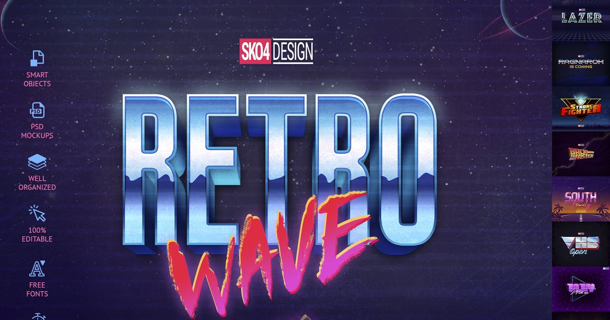 欧美80年代复古风格文字特效PS字体样式v1 80s Retro Text Effects vol.1插图