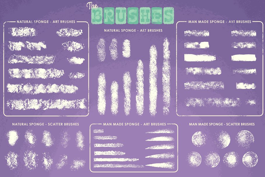 海绵刷笔画效果AI笔刷 Sponge Brushes插图(3)