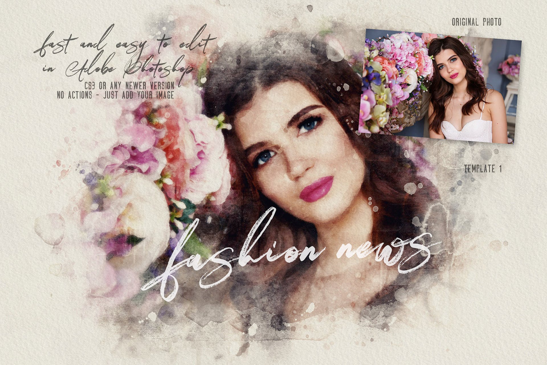 照片转水彩画效果PSD模板 The Ultimate Watercolor Creator 1插图(8)