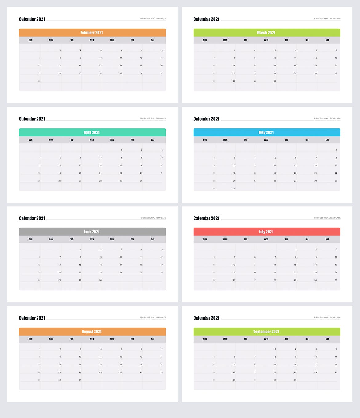 2021年年历设计Keynote幻灯片模板 Calendar 2021 for Keynote插图(2)