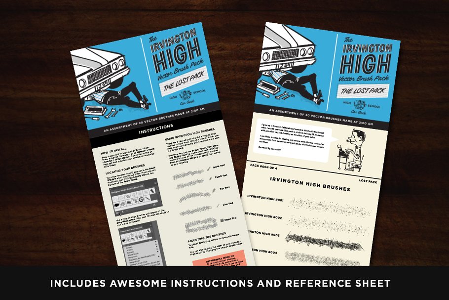 高中怀旧风涂鸦笔画AI笔刷 Irvington High Vector Brushes插图(4)