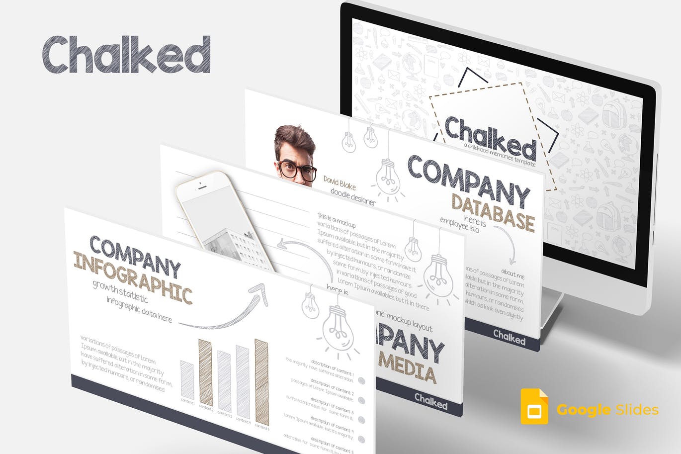时尚多用途的个性粉笔字黑板版效果Google Slides谷歌幻灯片powerpoint演示模版（pptx）插图