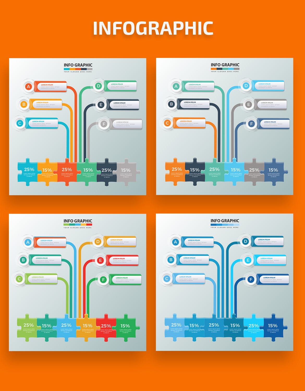 流程步骤树状图信息图表设计素材 Infographic Elements Design插图(1)