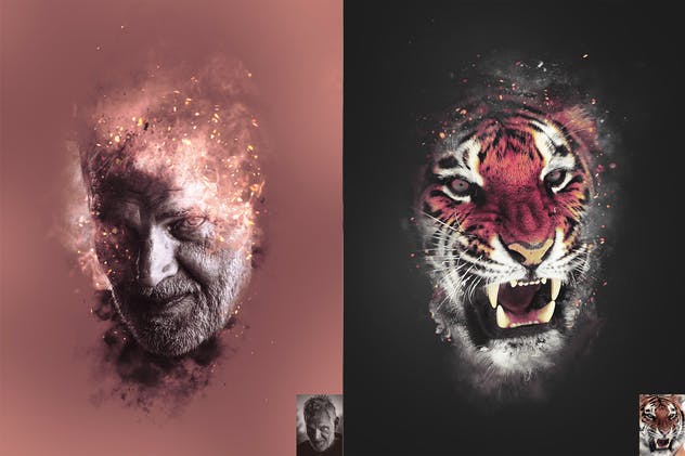 8款照片添加梦幻烟雾效果PSD分层模板 Artistic Smoke Portrait Psd Photo Effect Templates插图(1)