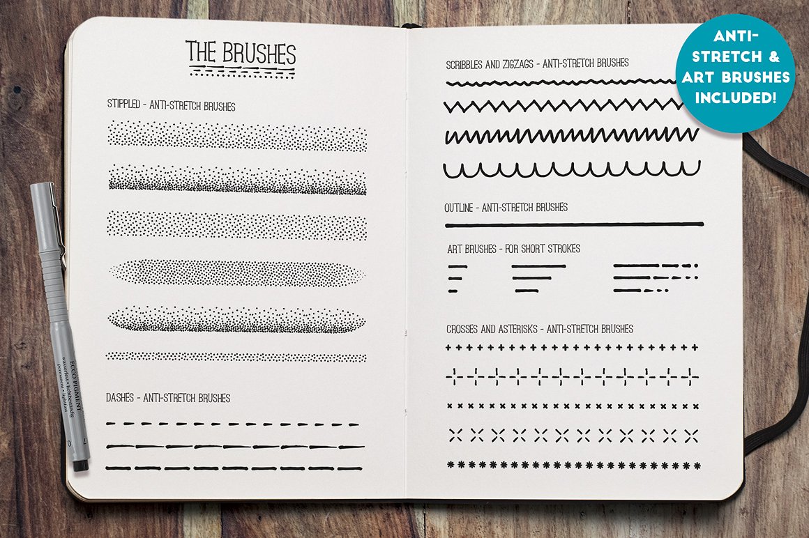素描线条纹理&AI笔刷 Fine Liner – Affinity Brushes插图(5)
