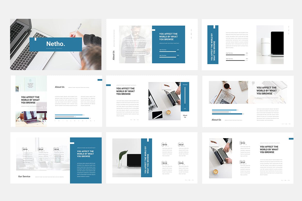 网络科技公司/项目路演素材库精选PPT模板 Netho – Networking Technology Powerpoint Template插图(1)