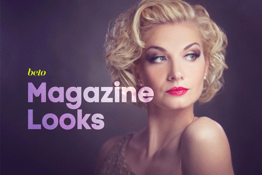 时尚杂志封面人物人像美化装饰PS动作 Magazine Looks Action Bundle插图