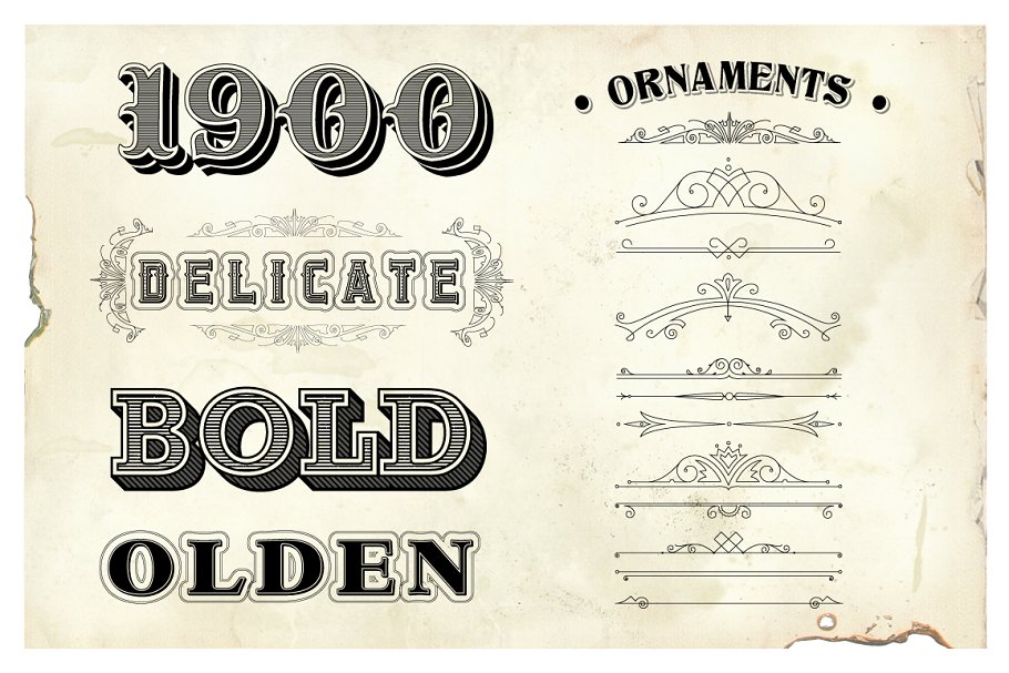 欧式复古图案风格PS字体样式 Penman Vintage Graphic Style Kit插图(4)