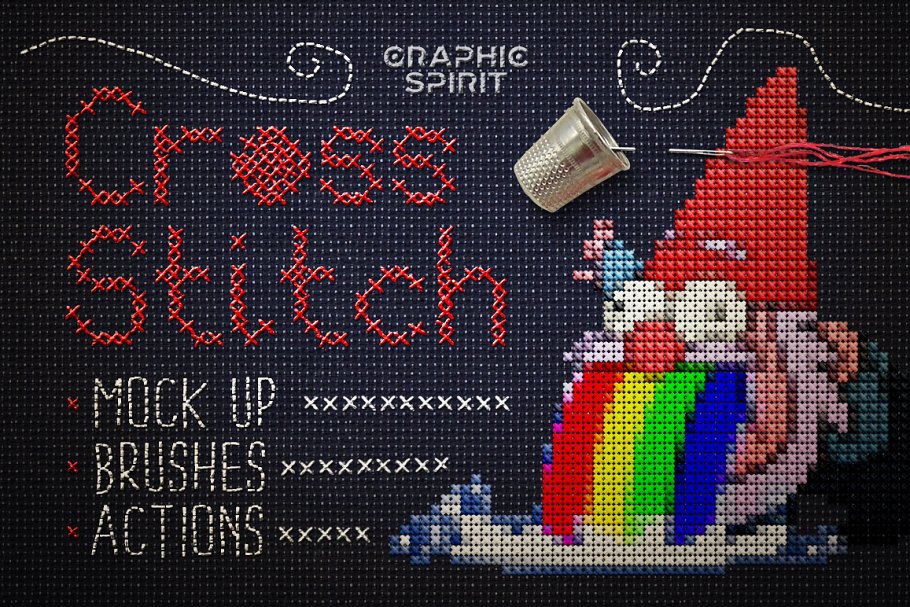照片转十字绣缝线效果PS动作 Cross Stitch Effect For Photoshop插图