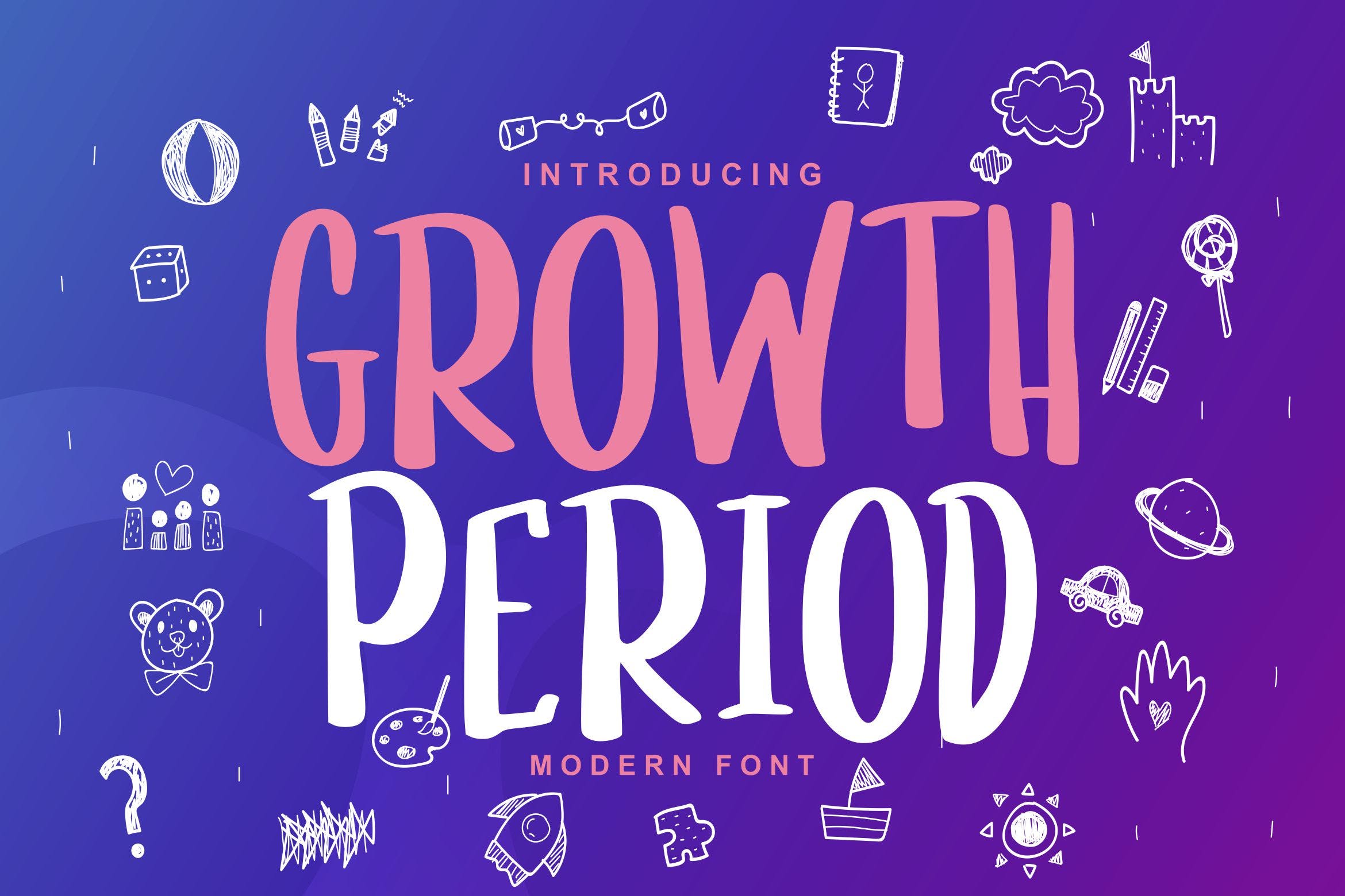 儿童主题设计英文无衬线字体素材库精选 Growth Period | Kids Modern Font插图