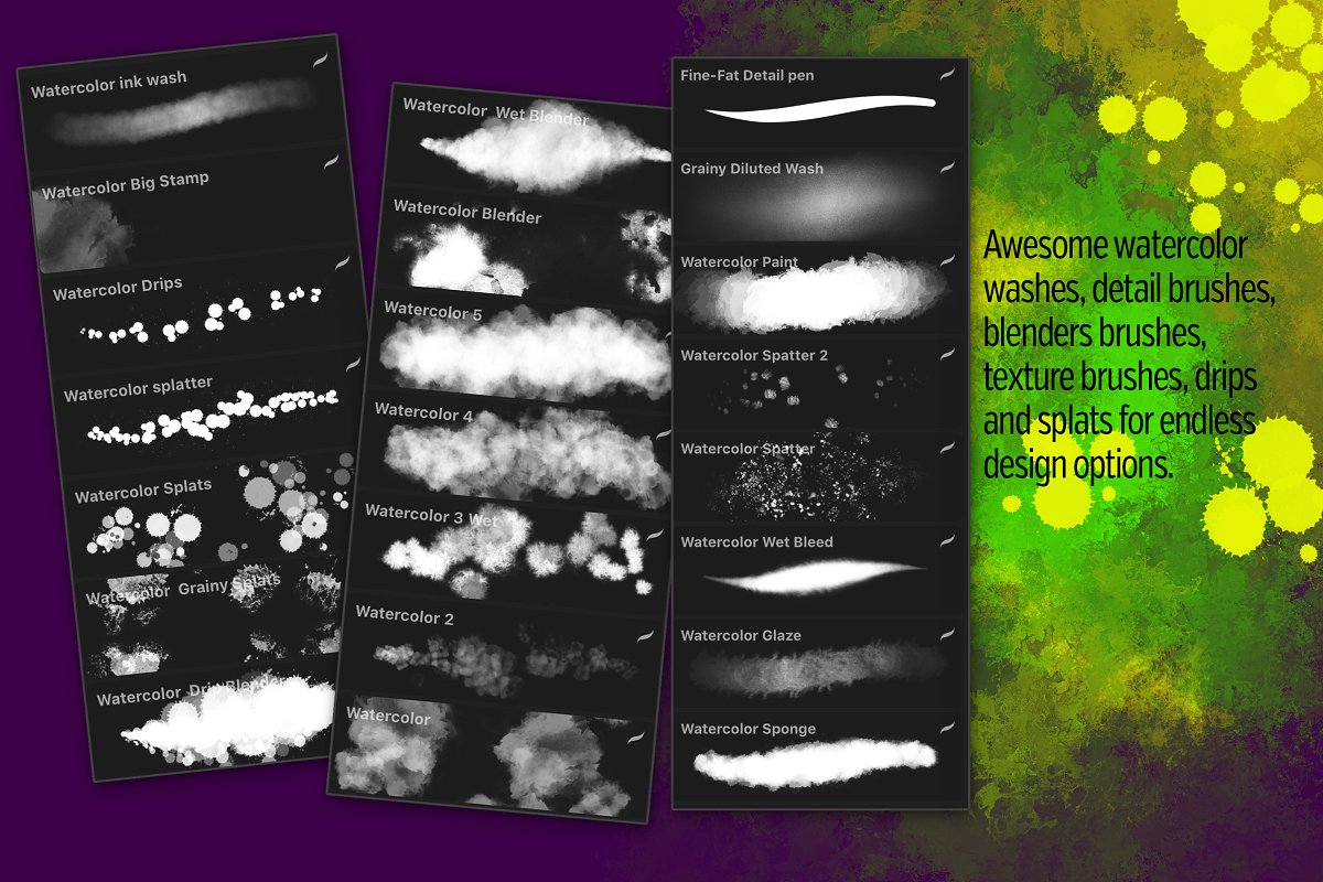 Procreate专用42款油漆&水彩画笔套装插图(4)