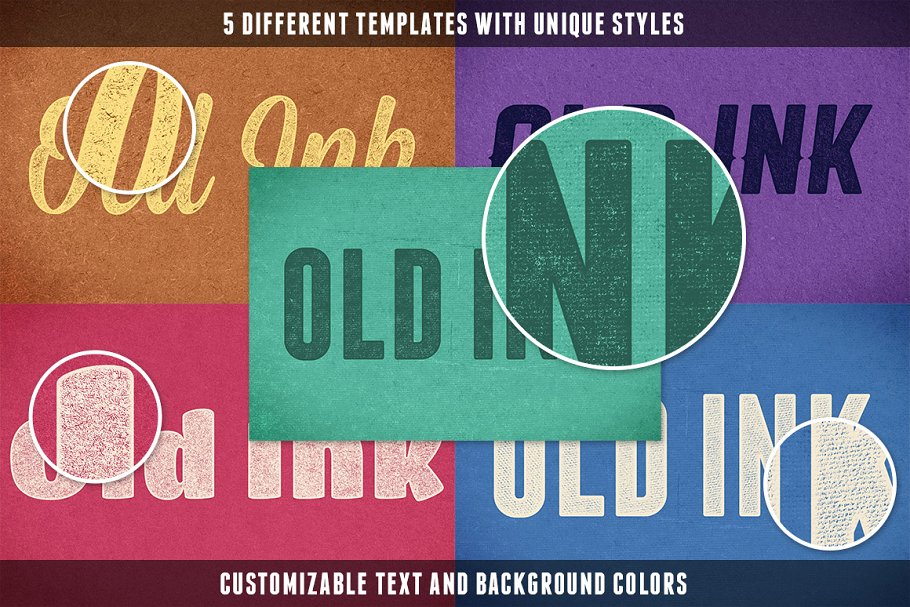 油墨印刷效果文本图形样式 RetroStamp Pressed Ink Effects Vol 1插图(2)