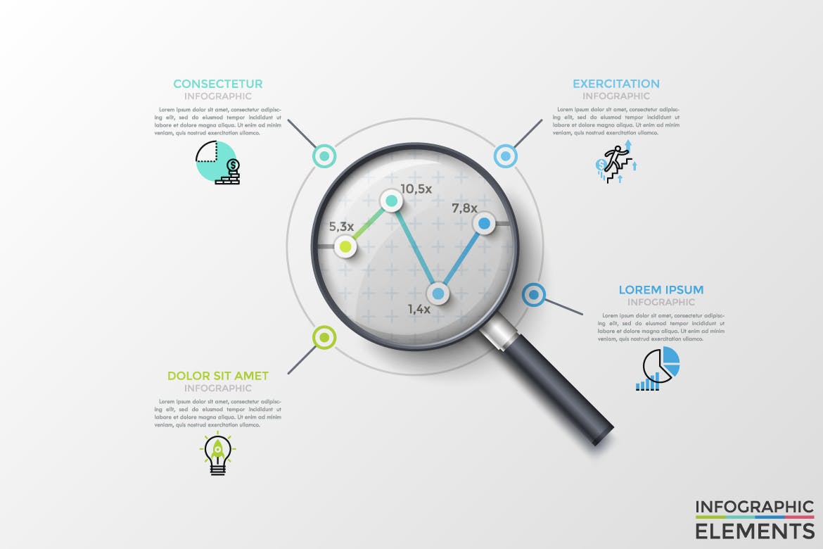 放大镜信息图表图形矢量设计模板 Objectum Infographic: Magnifier插图(9)